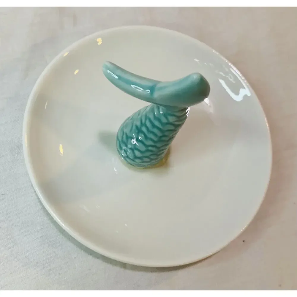 Jewelry Dish Mermaid Tail Ring Holder Trinket Holder Ceramic Blue Scales Plate